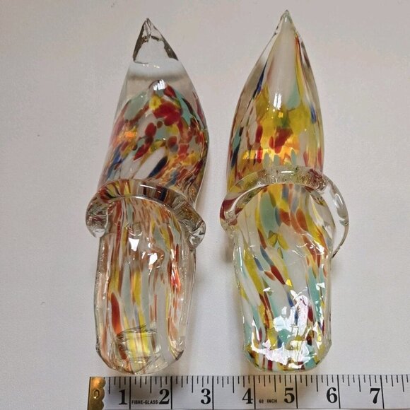 Pair Of Vintage Murano Style Italian Art Glass Slipper Heel Shoe Multicolor Chip - Picture 14 of 14